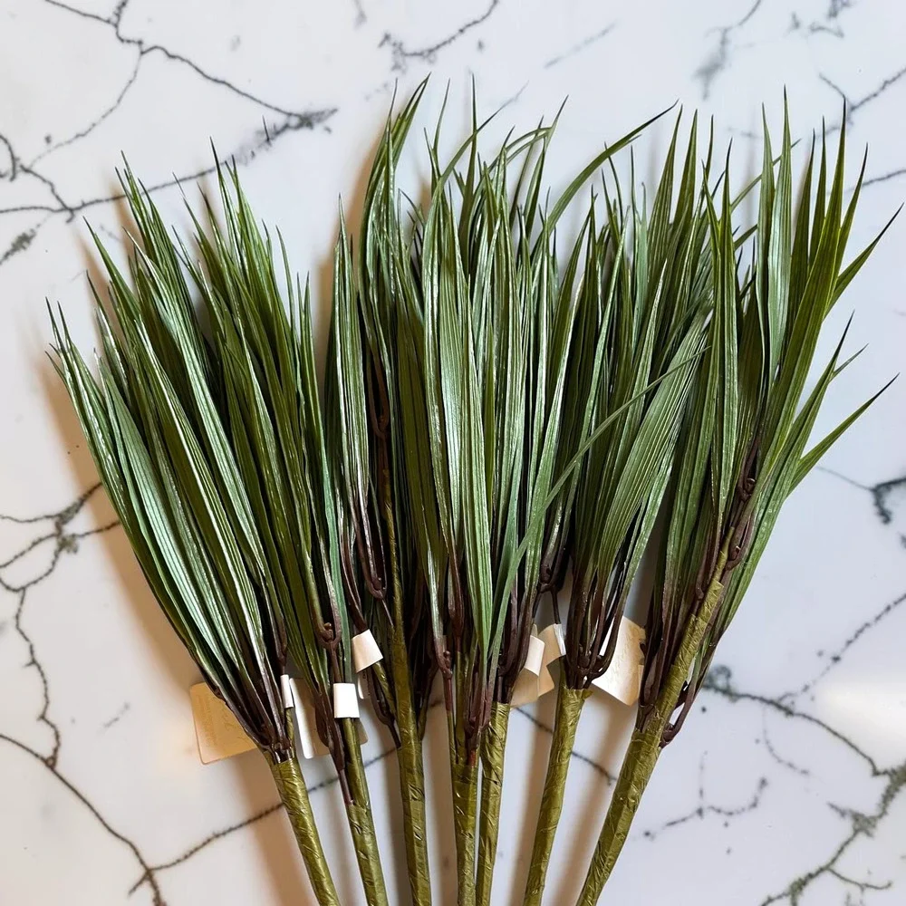 Artificial Green Grass Blade Stems Greenery Indoor Home Decor 8 Bundles 19